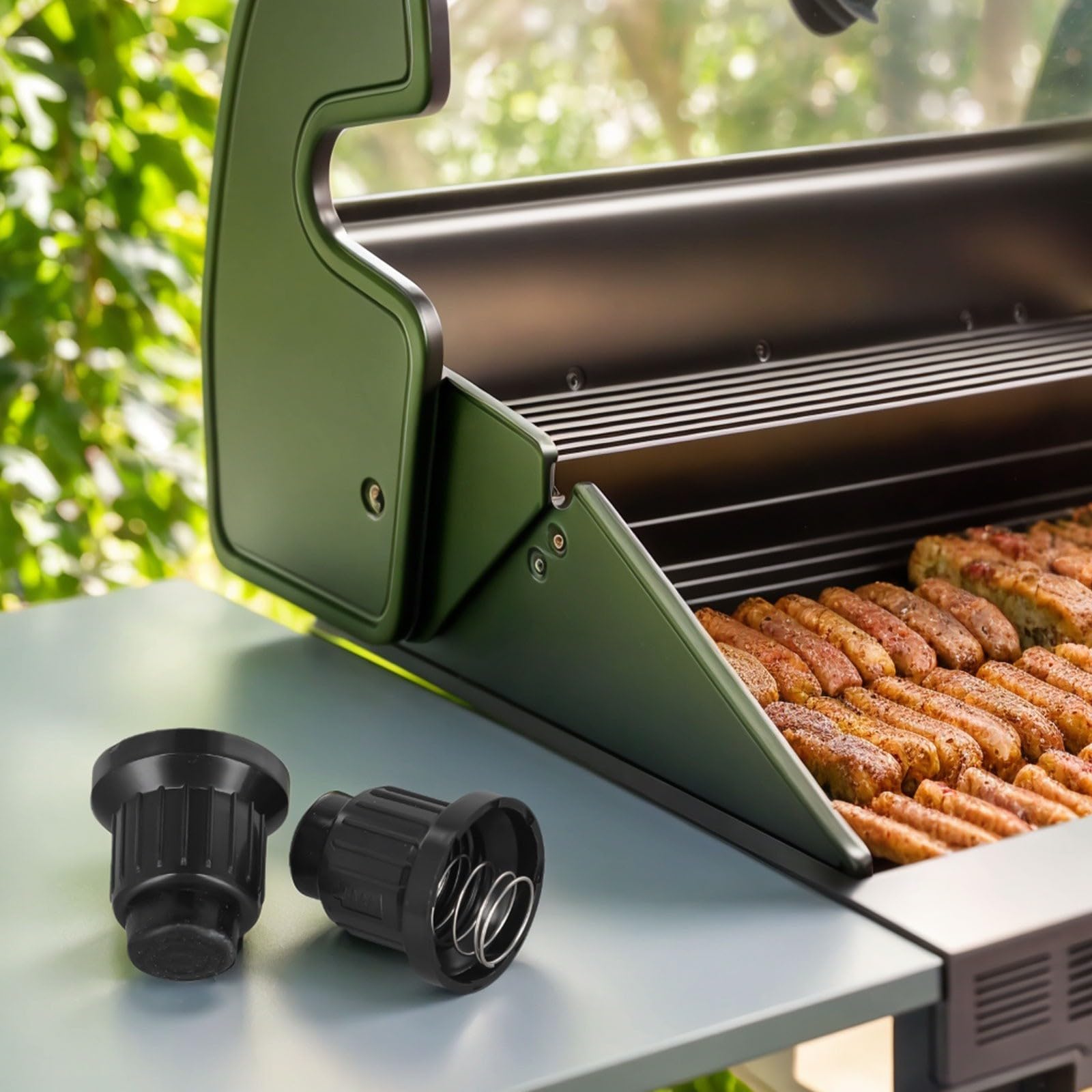 2 x AAA-Batterie-Druckknopf-Zündkappe für Gasgrill zum Ersatz, hochfester Kunststoff für Funkenschalter mit Feder, einfach zu installierende Grill-Feuerteile, schwarz
