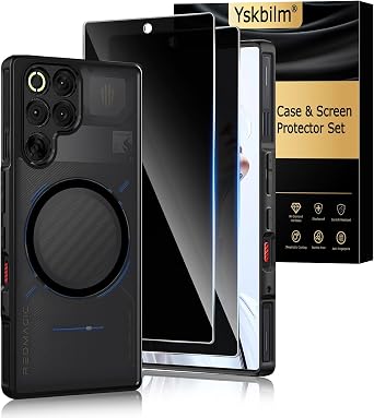 Magnetic for Nubia Red Magic 11 Pro /11 Pro+Case, with 2X Privacy Screen Protector, Shockproof Slim Magnetic Phone Case for Red Magic 11 Pro/11S Pro/11 Pro+/11S Pro+,Black