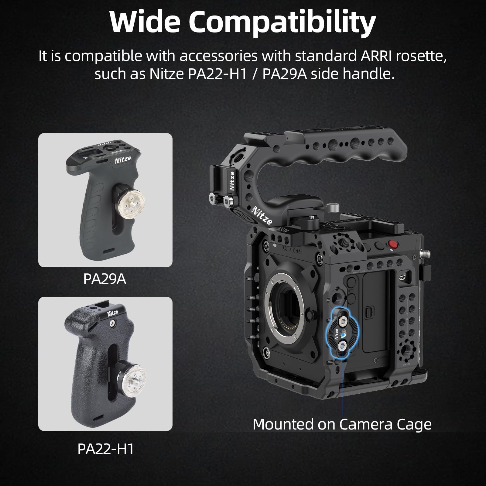 Nitze ARRI Standard Rosette Adapter, M6 Rosettenhalterungsadapter für ARRI-Standard mit 1/4"-Schrauben, Rosettenhalterung für DSLR Kamerakäfig und Seitengriff – N64-G