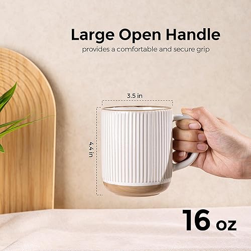 Miniatura 34 de GBHOME Tazas de café apilables de 12 onzas, tazas de café de cerámica con patrones de textura para hombre, mujer, papá, mamá, juego de 4 tazas