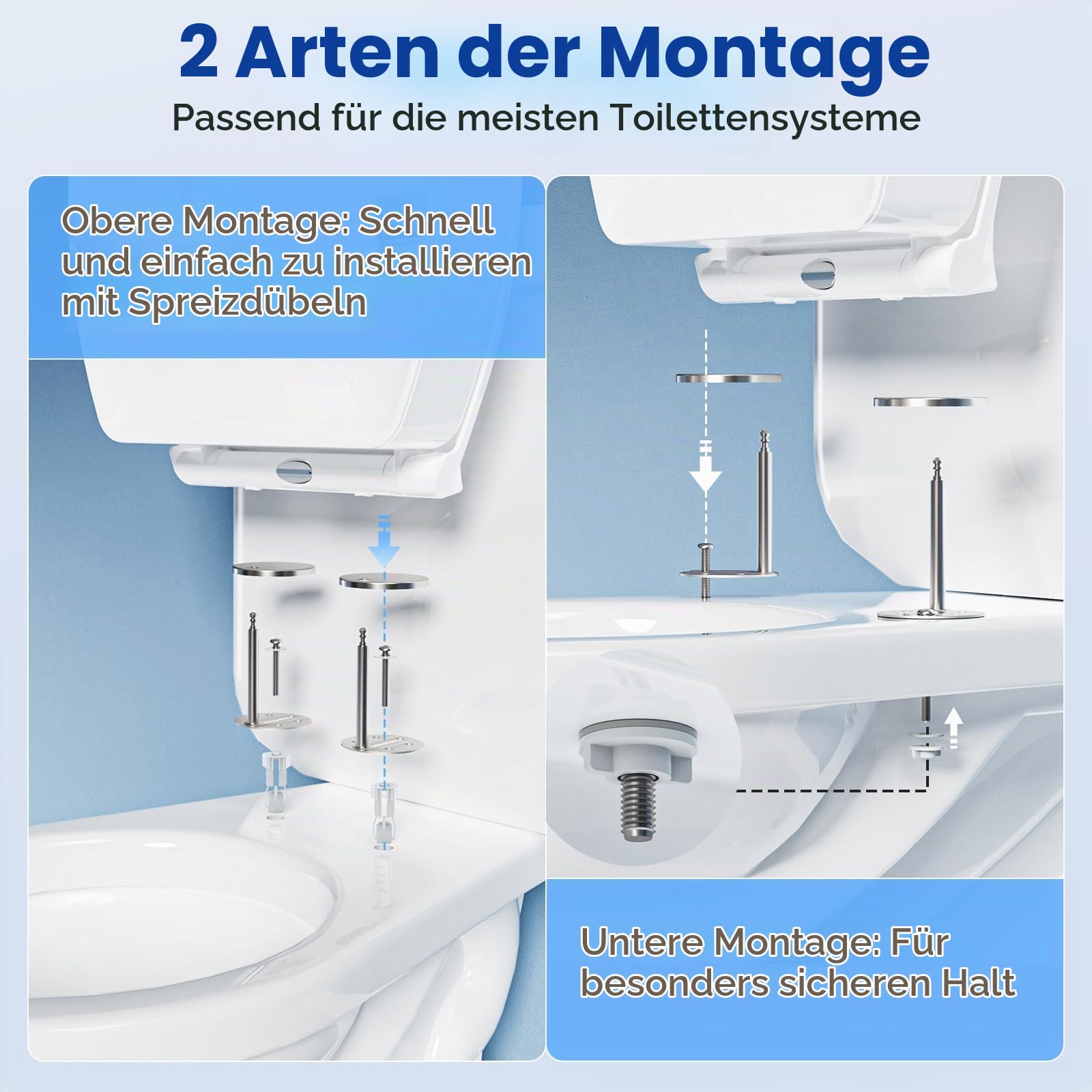 SAMODRA Toilettensitzerhöhung mit Absenkautomatik, oval, Schnellverschluss für einfaches Anbringen und Reinigen, erhöhter Toilettensitz für ältere Menschen, Behinderte und nach Operationen