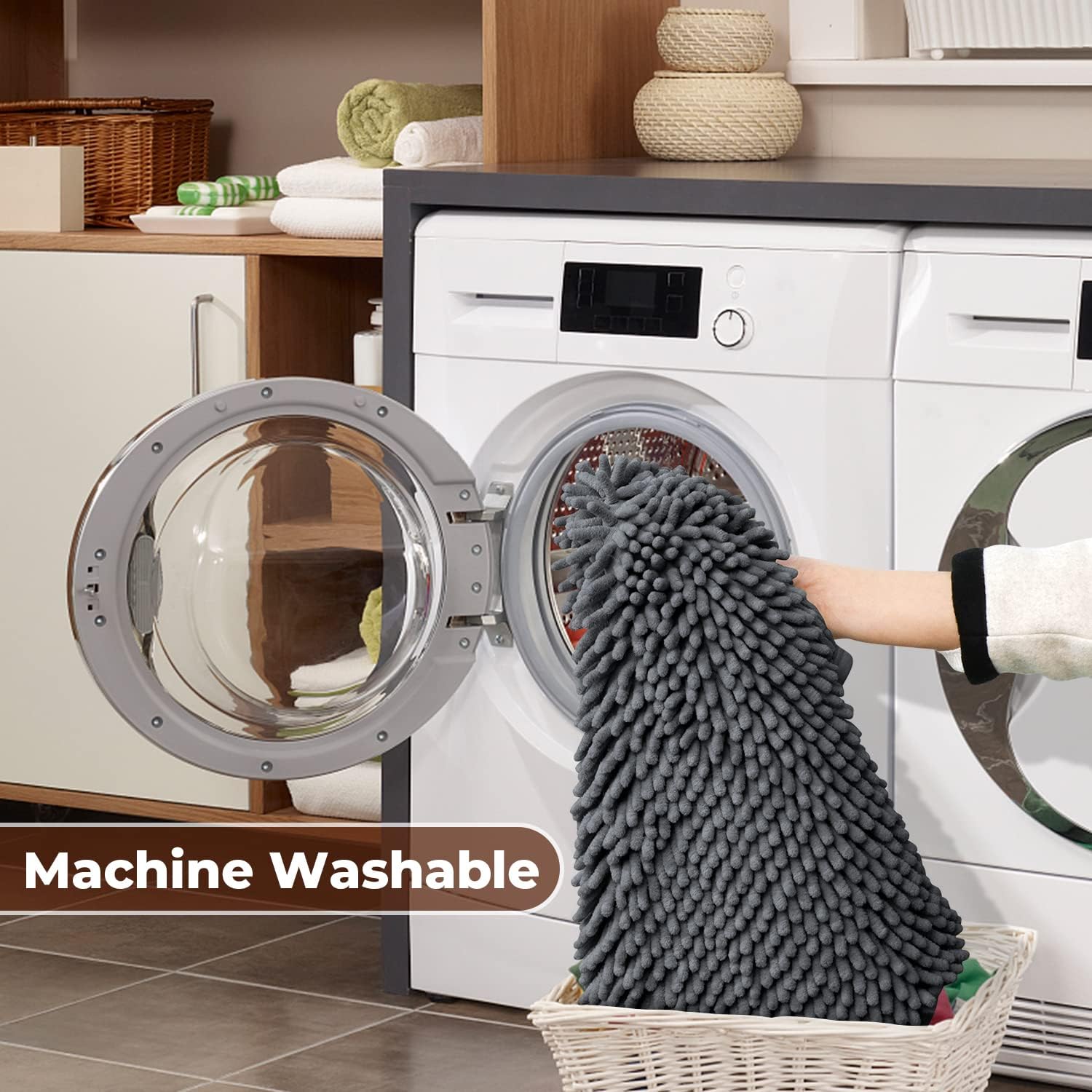 Faylapa Bathroom Rugs Set 3 Pieces,Non Slip Ultra Soft Bath Rug,Absorbent Chenille Shaggy Bath Mat Set with U Shaped Toliet Rug for Shower Bathroom Tub