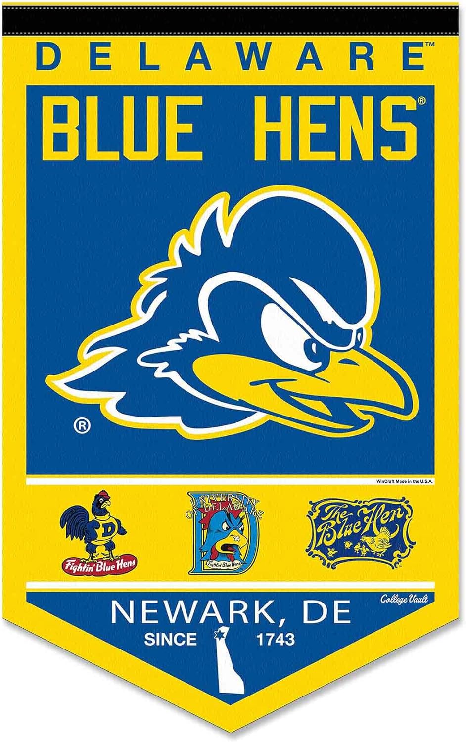 College Flags & Banners Co. Delaware Blue Hens Heritage History Banner Pennant