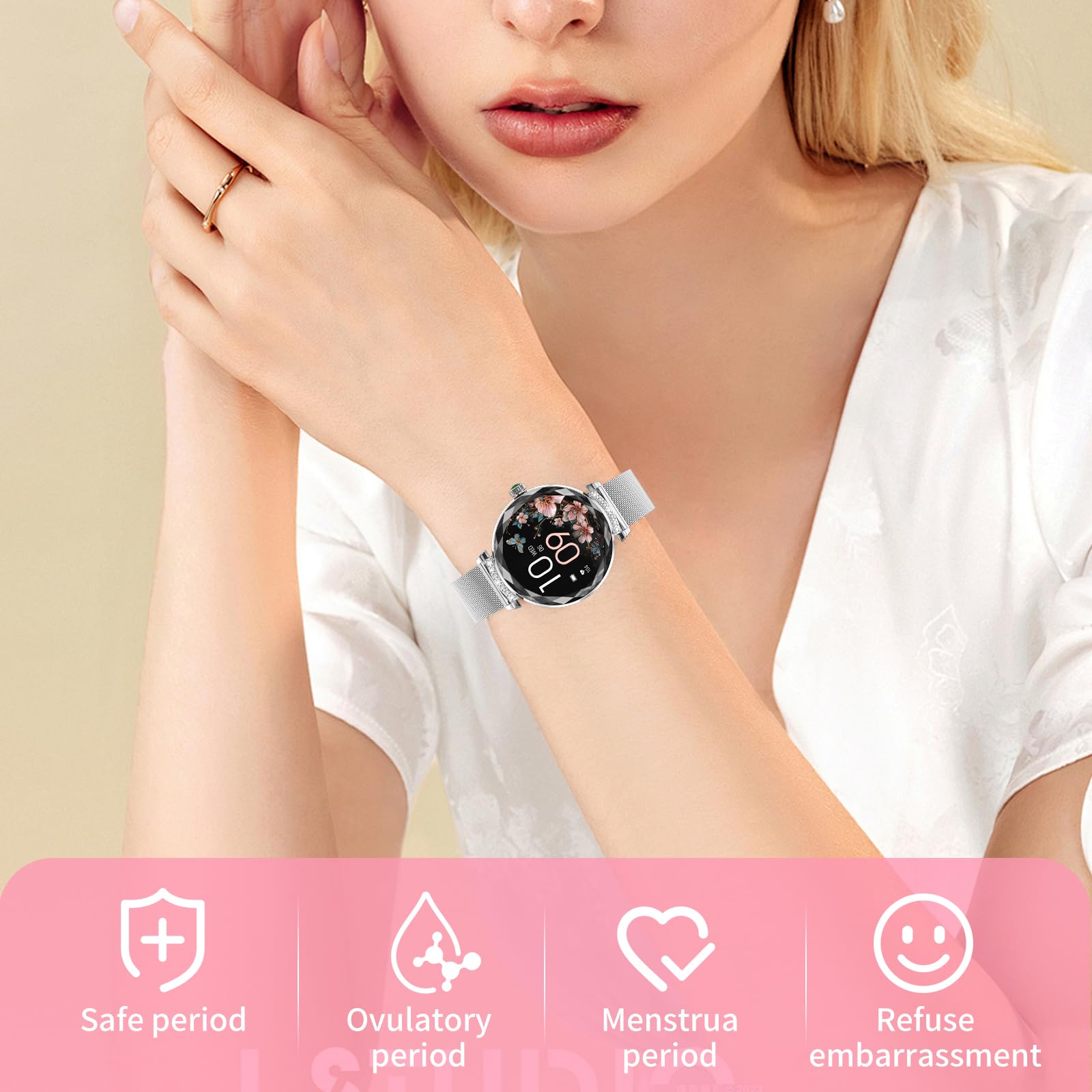 Smartwatch unisex, schermo AMOLED da 1,2 pollici, cassa in lega di zinco + cinturino in acciaio, chiamata Bluetooth/rilevamento frequenza cardiaca/notifica chiamate, smartwatch multiuso NX7pro
