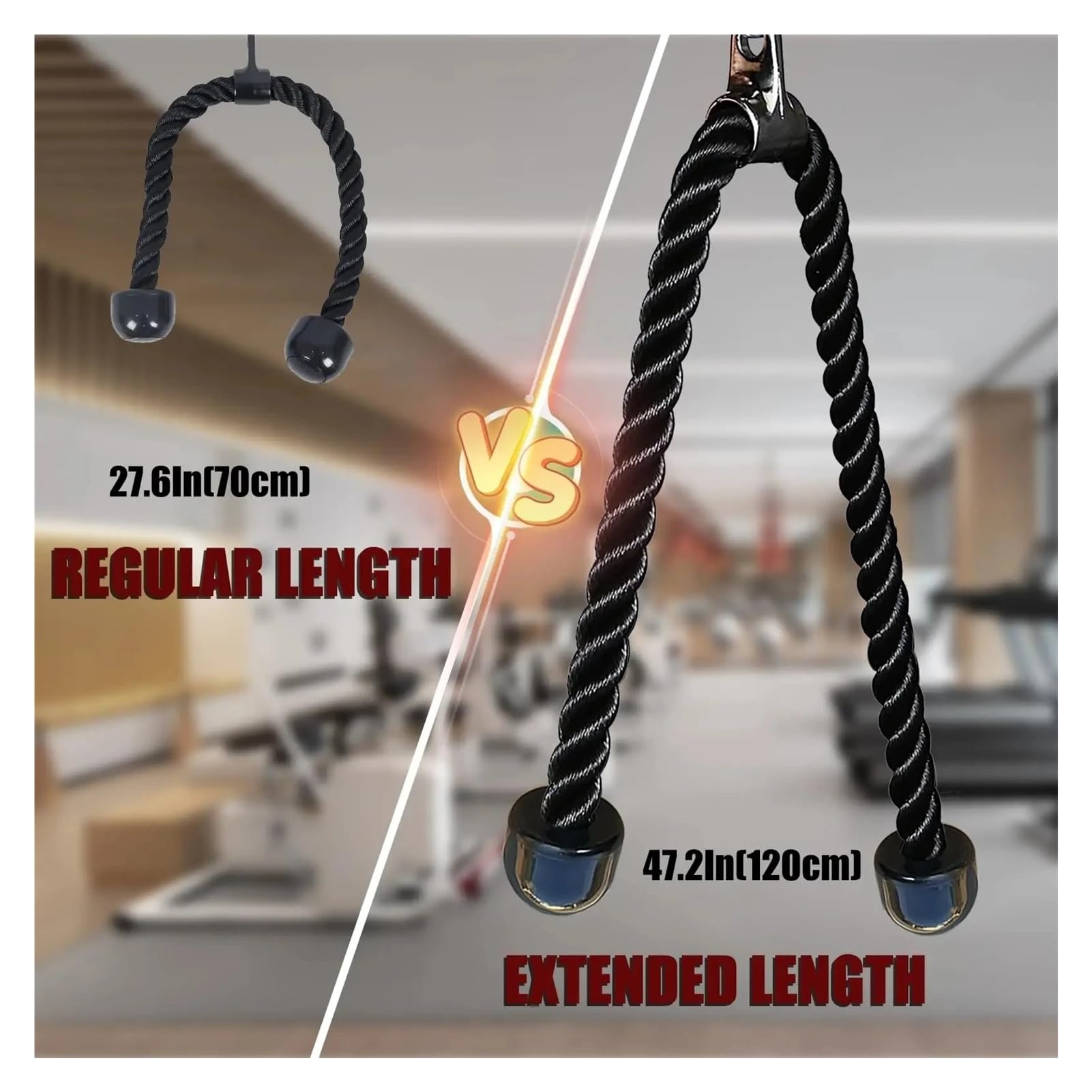 Corda for tricipiti resistente, attacco for cavo fitness for bicipiti, e muscoli della schiena, nylon rivestito(80cm)