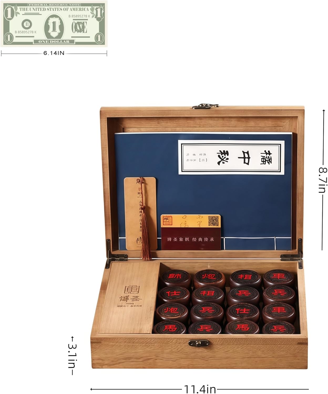 Natural Wood Chinese Chess, Xiangqi Gift Set - Travel Games Sets with Board Games Gift, Xiang Qi Game & Pieces, Chinese Decor & Gifts, Chinese New Year Decor