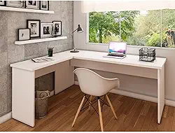 Mesa De Canto em L Para Escritório 140x150cm Tampo 30mm Branco