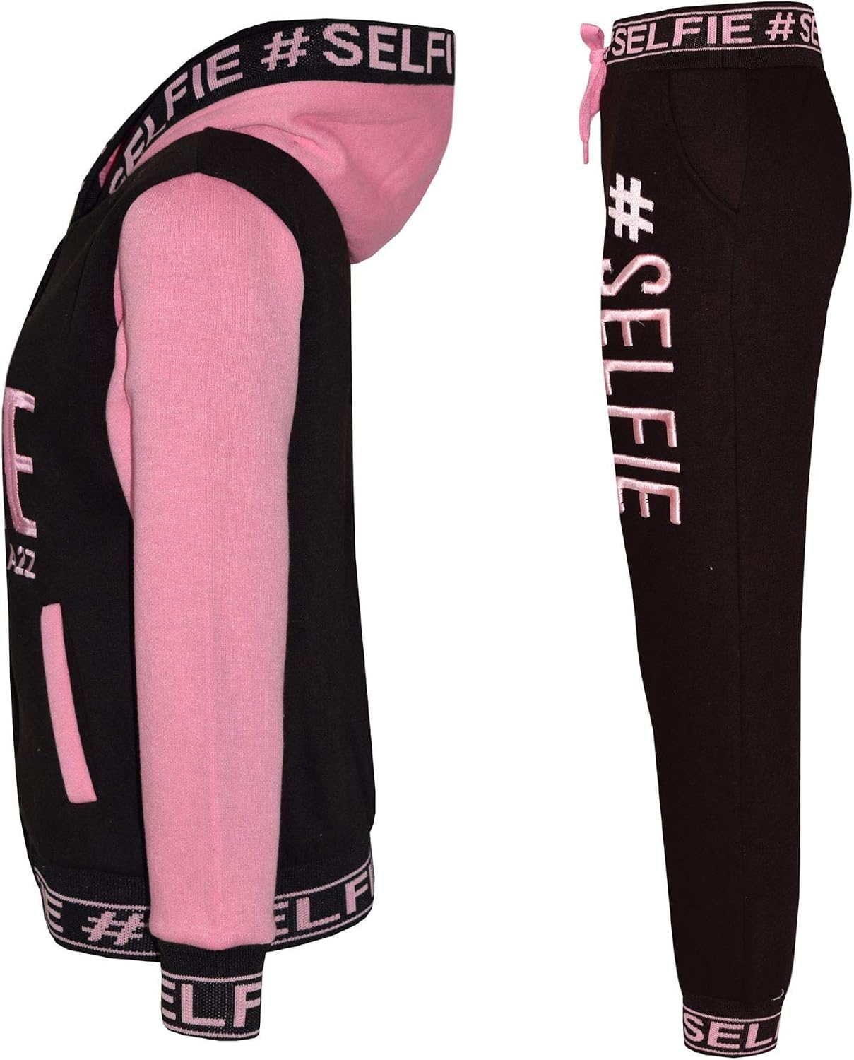 A2Z Kids Girls Tracksuit Designer's #Selfie Embroidered Top Bottom Jogging Suit 5-13