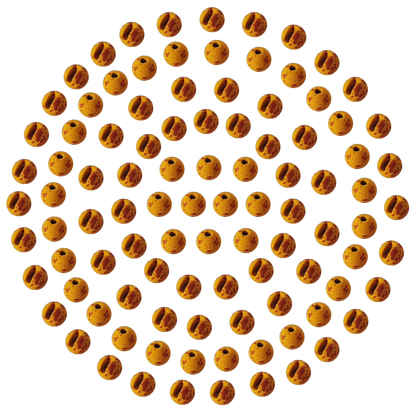 EUPHENG 100pcs Mottled Tactical Slotted Tungsten Beads for Jig Hooks Fly Tying Assortment Nymph Head Fly Tying Materials 6 Colors / 5 Sizes