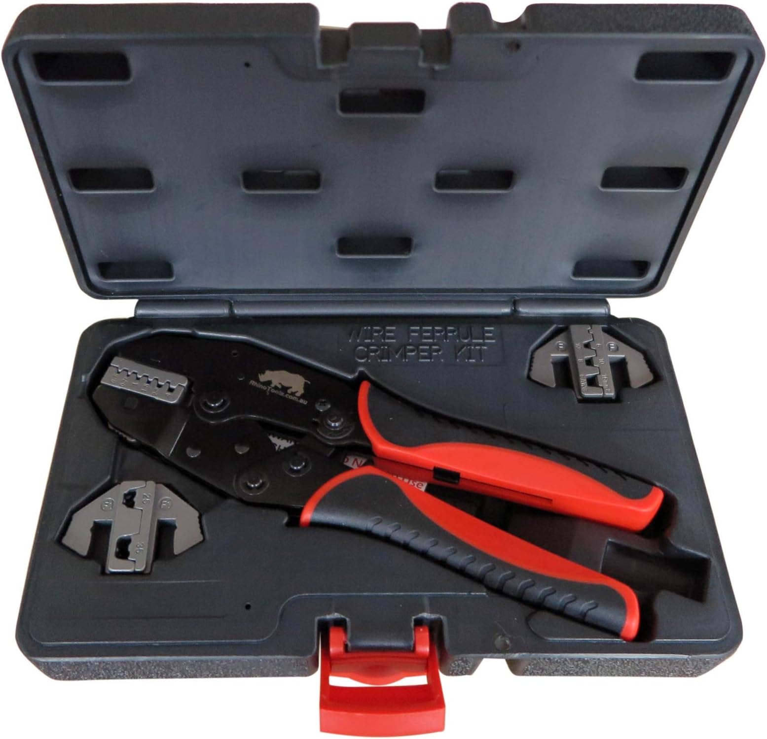 Rhino Tools Bootlace Wire Ferrule Crimper | Cord End | 3 Die Quick Change Crimping Kit | AWG 22-2 | 0.5-35mm²