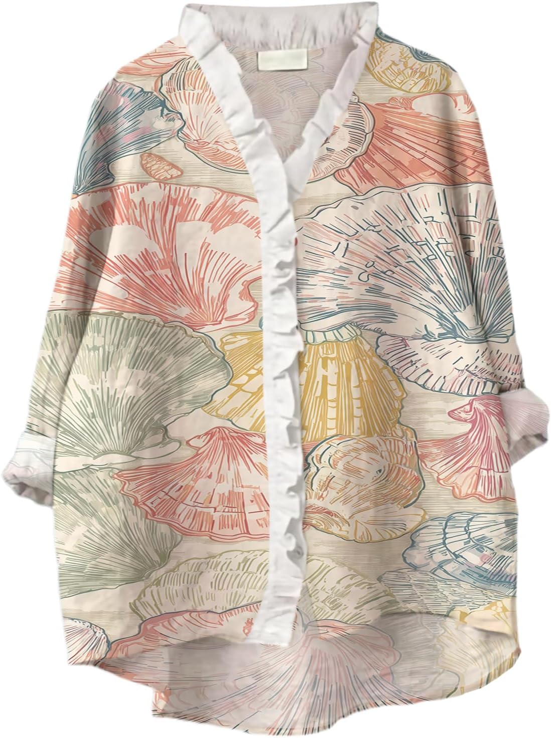 Beach Vacation Clothes for Women Summer Tops Dressy Casual 3/4 Length Sleeve Casual Plus Size Graphic V Neck