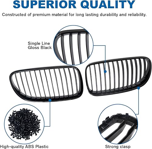 Miniatura 164 de Rejilla frontal negra brillante compatible con BMW Serie 3 G20 2019 2020 2021 2022 316i 318i 320i 328i 330i 330i 335i 340i Doble lamas negro