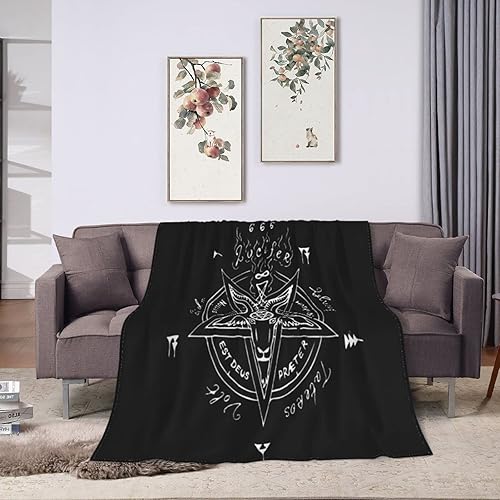 Miniatura 7 de Manta satánica de felpa con diseño de pentagrama de cabra sintética, suave, acogedora, cálida, esponjosa, de microfibra, para cama, sofá, silla,
