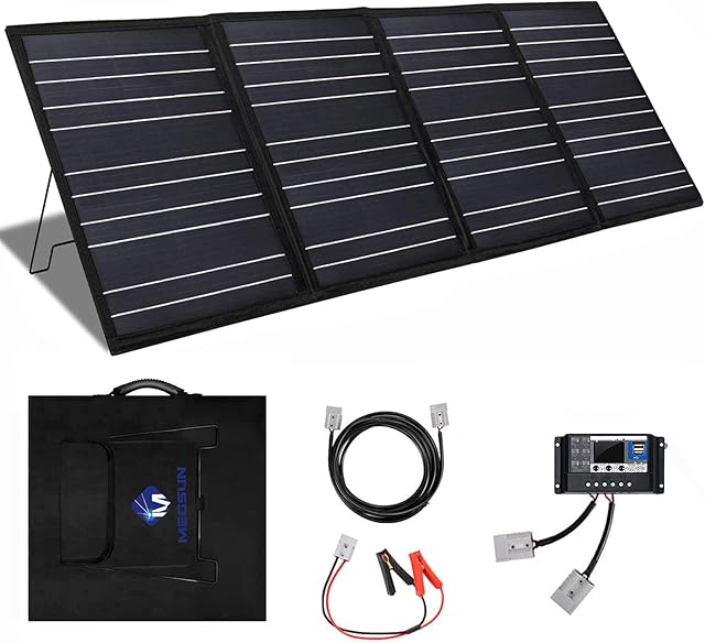 100 Watt Foldable Solar Panel Kit 18V Portable Solar Battery Charger with Controller, Solar Battery Charger Suitcase for Car, RV, Motorhome, Boat, 12V Batteries Outdoor Camping (Black)