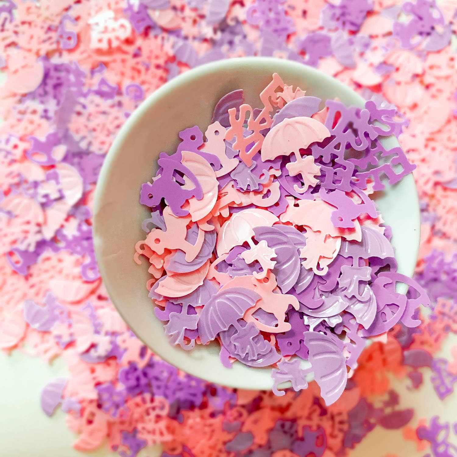 Baby Girl Confetti for Baby Shower Table Decorations - 1200PCS Neutral Theme Party Birthday Party Bridal Shower Confetti - Large Sprinkles Glitter Metallic Gift Bag Invitation DIY