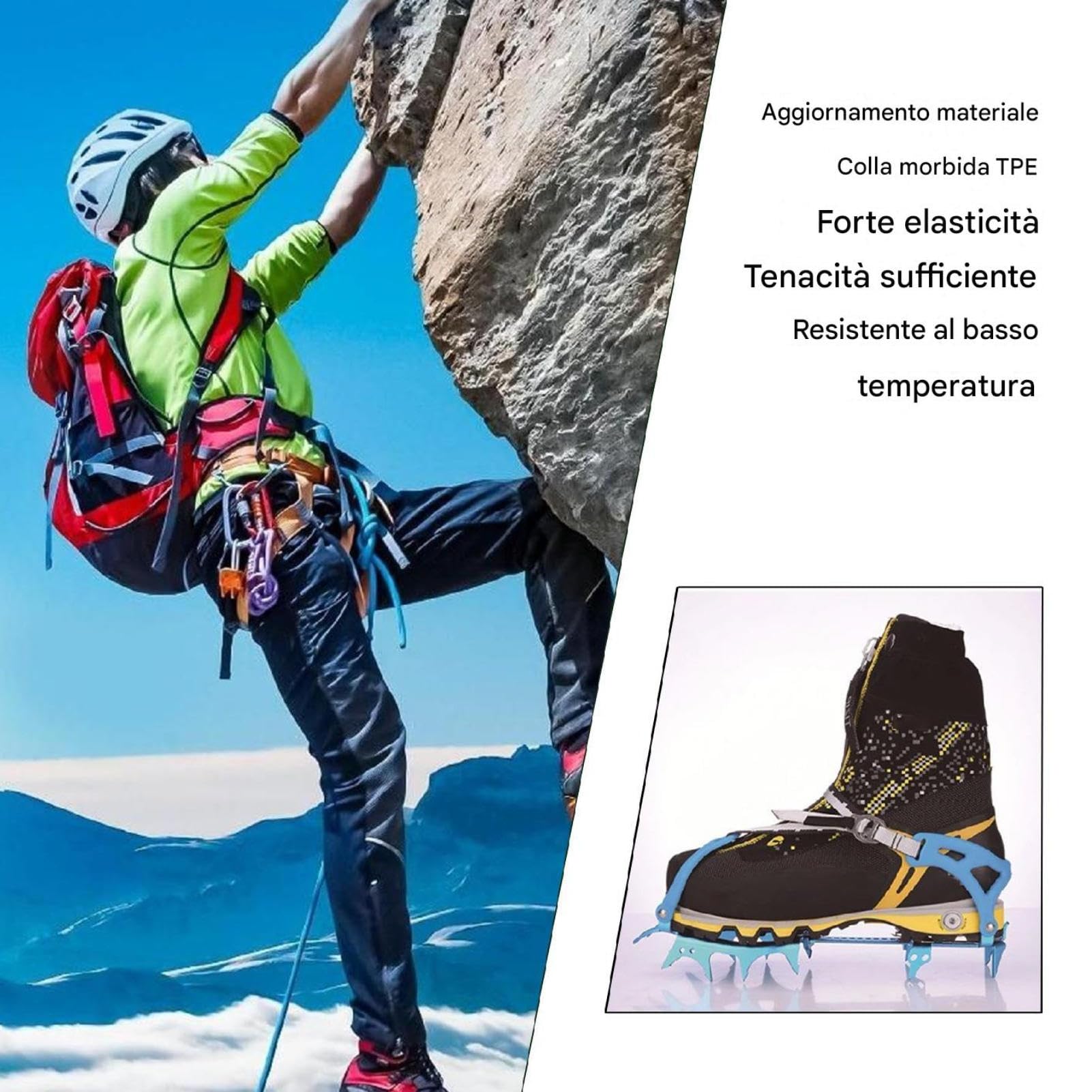 Ramponi da Ghiaccio 14 Artigli In Lega Di Alluminio Strumento Antiscivolo | Rampone da Neve per Trazione per Uomo Attivita Invernali Escursionismo Alpinismo Pesca a Piedi Scarponi