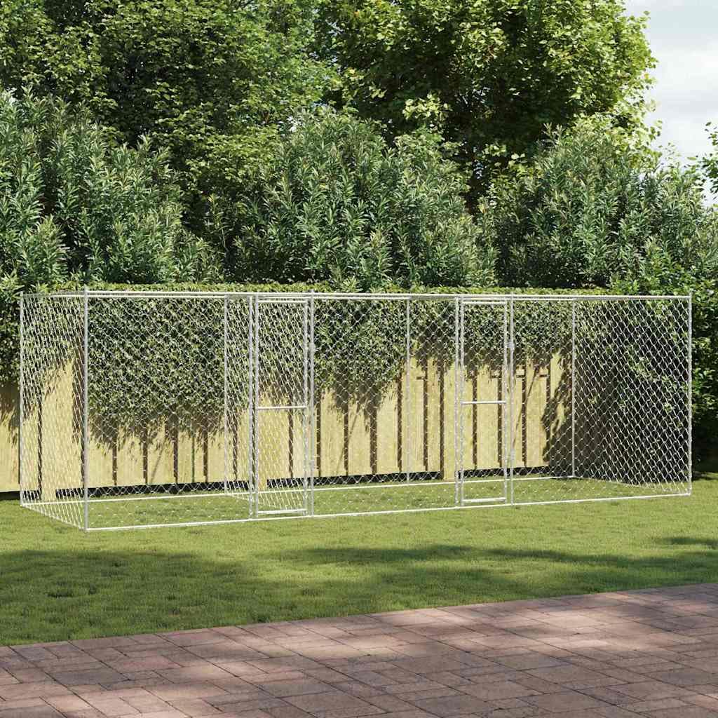 Gabbia per cani in acciaio zincato, 600 x 200 x 200 cm, con porta richiudibile, grande cuccia per cani, per esterni, giardino, terrazza, barriera sicura per animali domestici