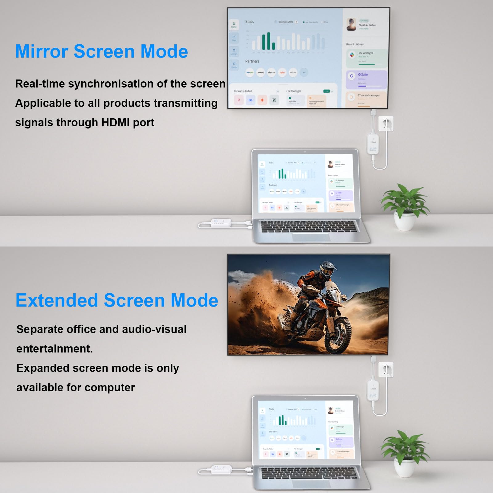 Bezprzewodowy nadajnik i odbiornik HDMI 4K, 1080P @ 120 Hz, HD radiowa transmisja wideo/audio z laptopa, komputera do monitora, TV, 165FT/50M WLAN