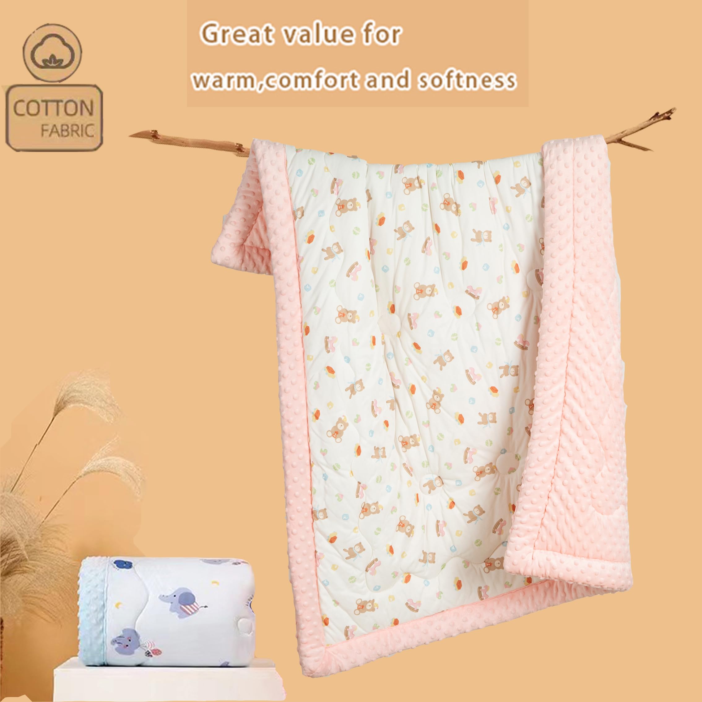Cuite - Edredón suave de calabaza para cuna, 47 x 59 pulgadas, manta ligera para cuna con diseño de puntos de visón, manta cálida y gruesa para cuna para niños pequeños