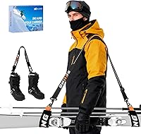 Mellbree Ski Strap Carrier: Adjustable 3-in-1 Skis, Poles & Boots Holder for Hands-Free Slope Transport - Durable Skier Gift