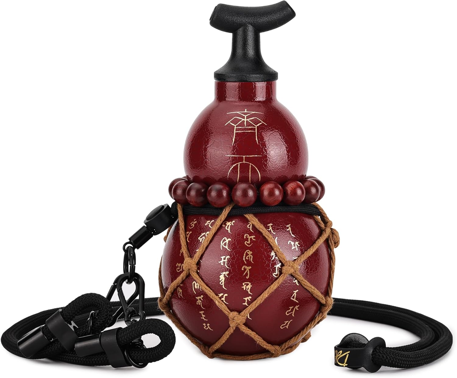 18 oz Insulated Gourd Bottle, Unique Gourd-Shaped Vacuum Insulated Bottle, 316L Stainless Steel Water Bottle with Crackle Finish for Travel, Hiking, Camping & Outdoor (Cracked Red)