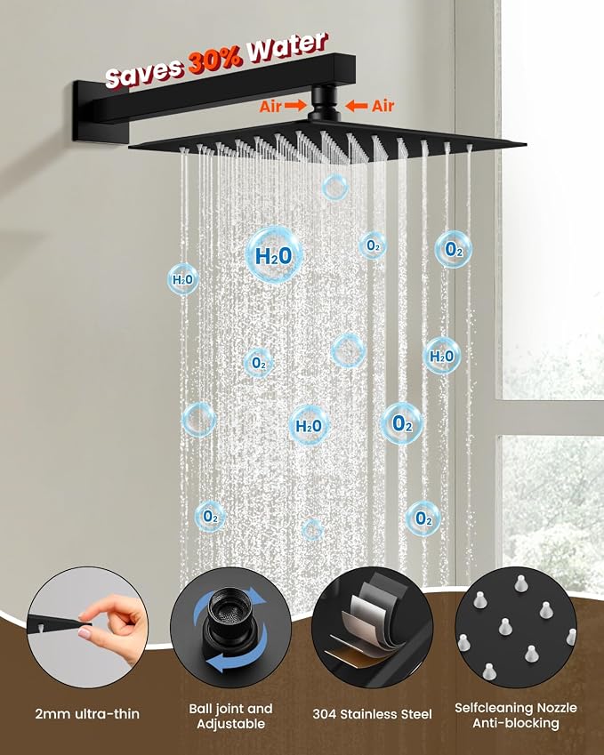 Set de Grifería para Ducha y Bañera gotonovo 10'' Negro miniatura 4