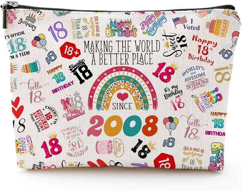 Necessaire de maquiagem NONETH com estampa dupla, 24,64 cm x 17,27 cm x 2,54 cm