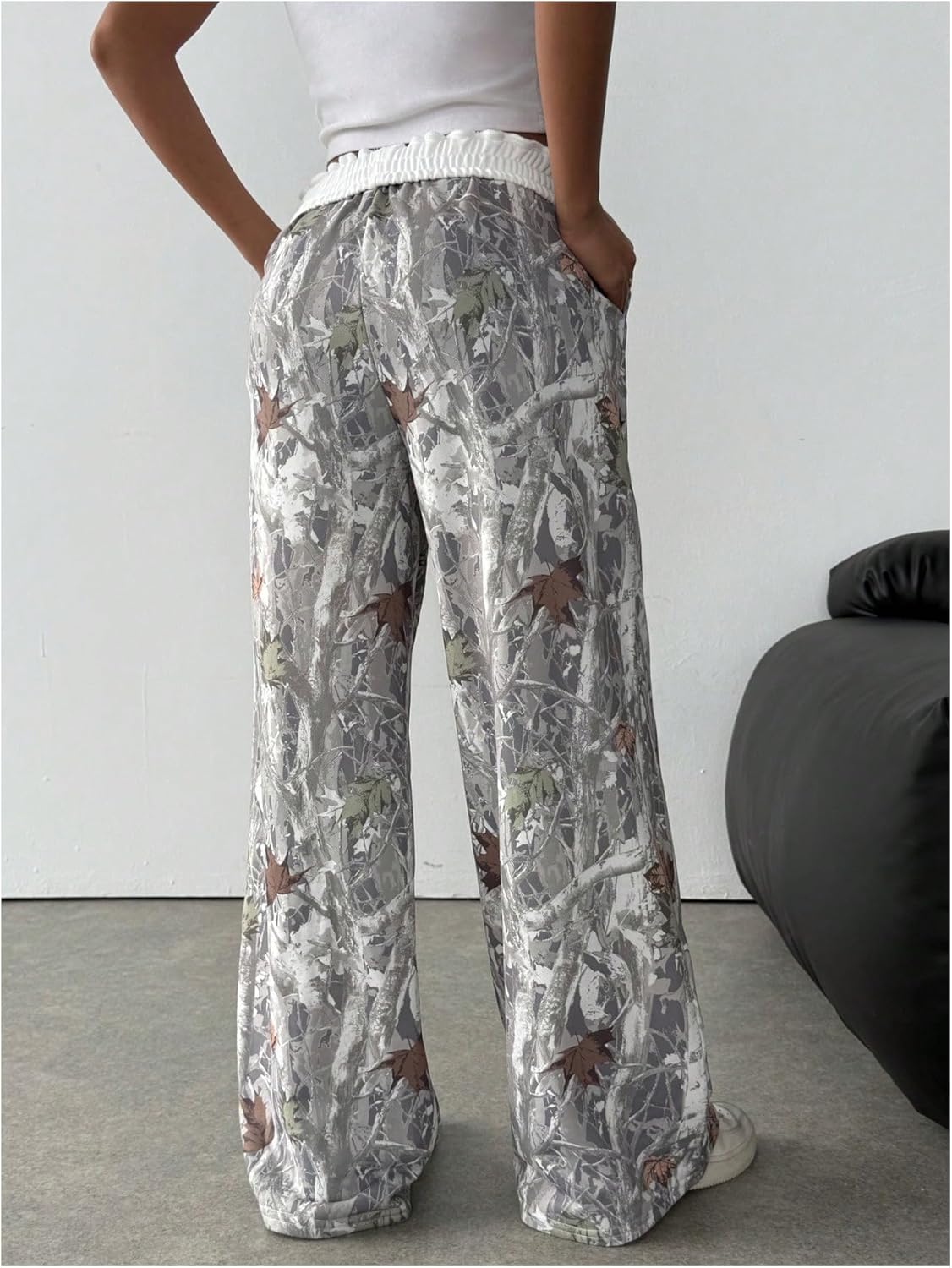 SOLY HUX Girl's Camo Sweatpants Wide Leg Leaf Print Street Baggy Pants with Pockets - Image 2