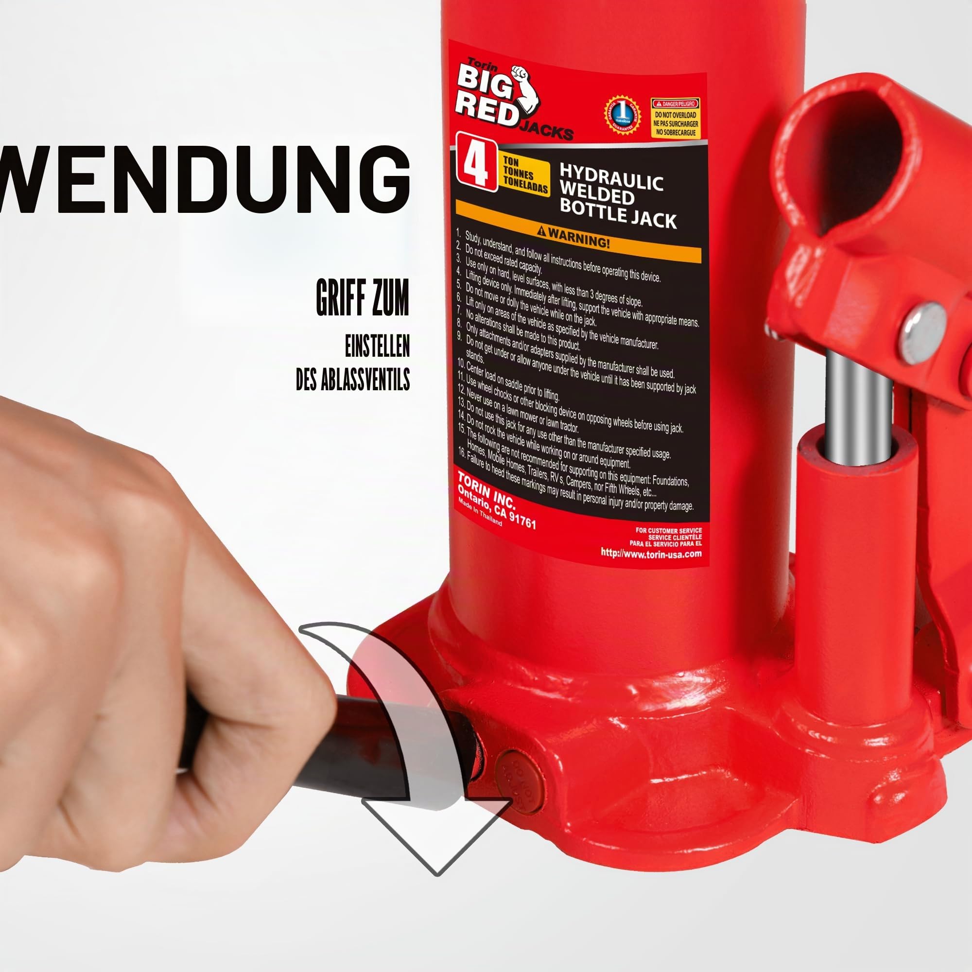 Big Red Torin T90413 Hydraulischer Wagenheber mit Tragetasche, 4 Tonnen (3,6 kg) Tragkraft