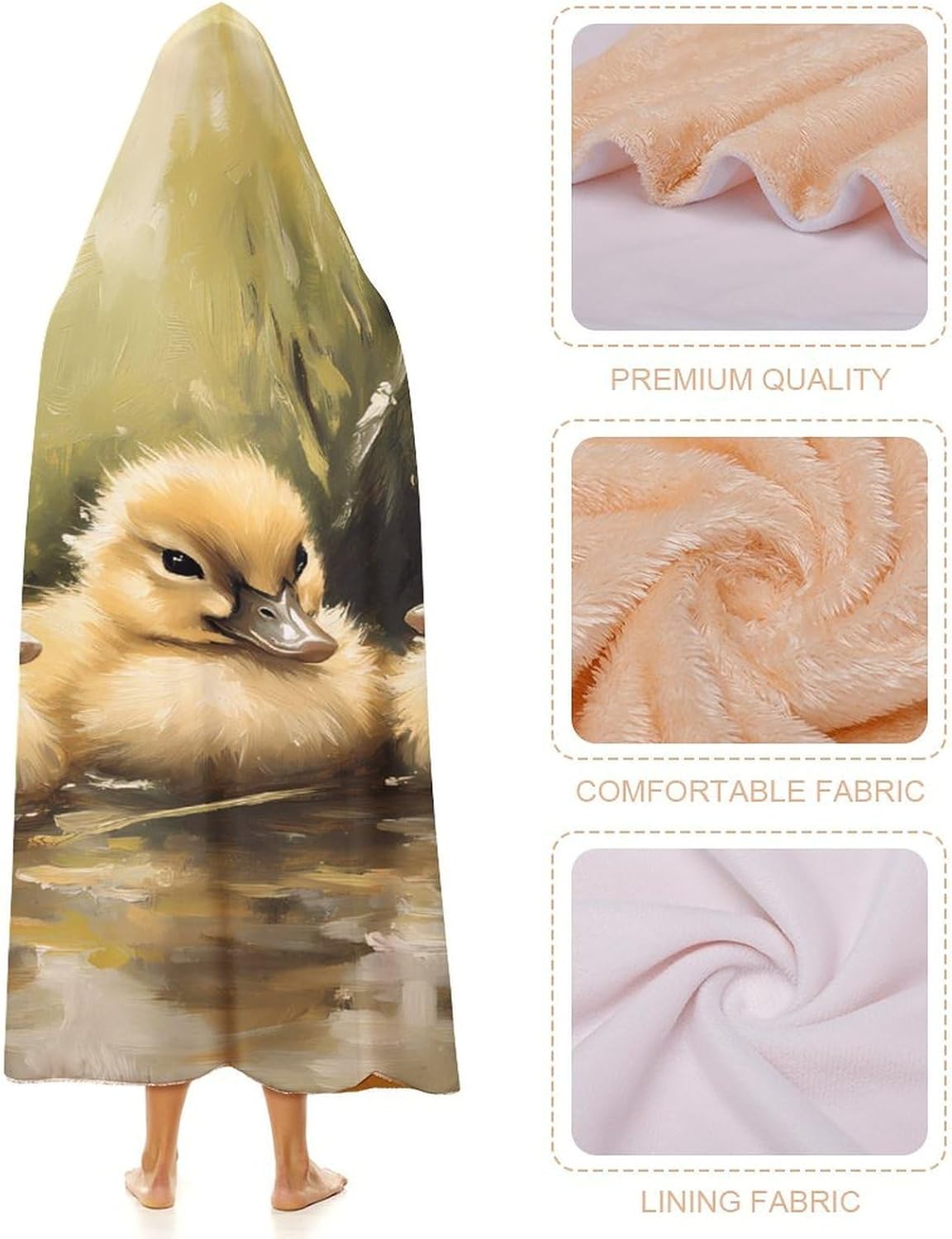 Fluffy Ducklings Ducks Fashion Wearable Blanket Hoodie Fleece Throw Cloak Robe Unisex