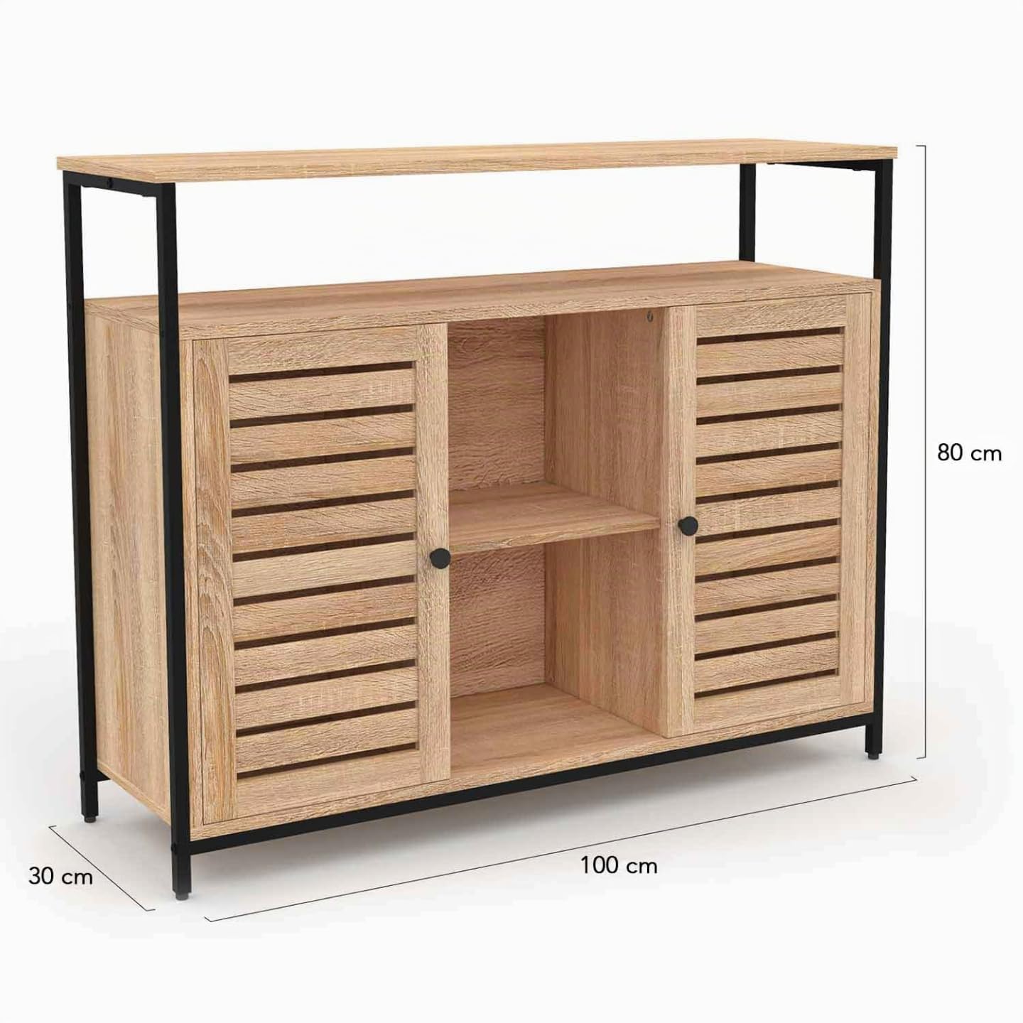 IDMarket Halifax - Aparador de 2 puertas persianas (100 cm), diseño industrial