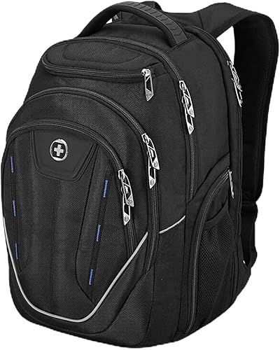 Swissdigital Design TSA - Mochila para laptop de negocios para hombre, mochila de viaje con puerto de carga USB, mochilas universitarias con