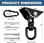 2 Pack Hammock Hanging Kit,Hanging Chair 360°Rotating 1200 lb Capacity Hammock Hooks Heavy Duty,Ideal for Hammock, Swing Chair, Yoga, Sandbag, and More