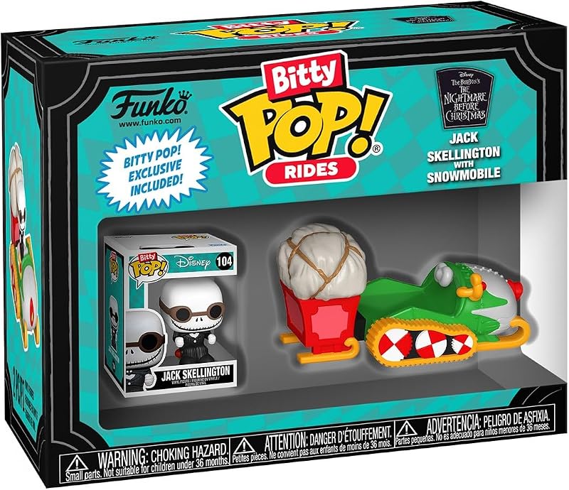 Bitty POP! Rides: TNBC - Jack Skellington with Snowmobile | Official Cartoon/Animation Merch - Collectable Toy - Birthday Gift Idea for Fans and Collectors