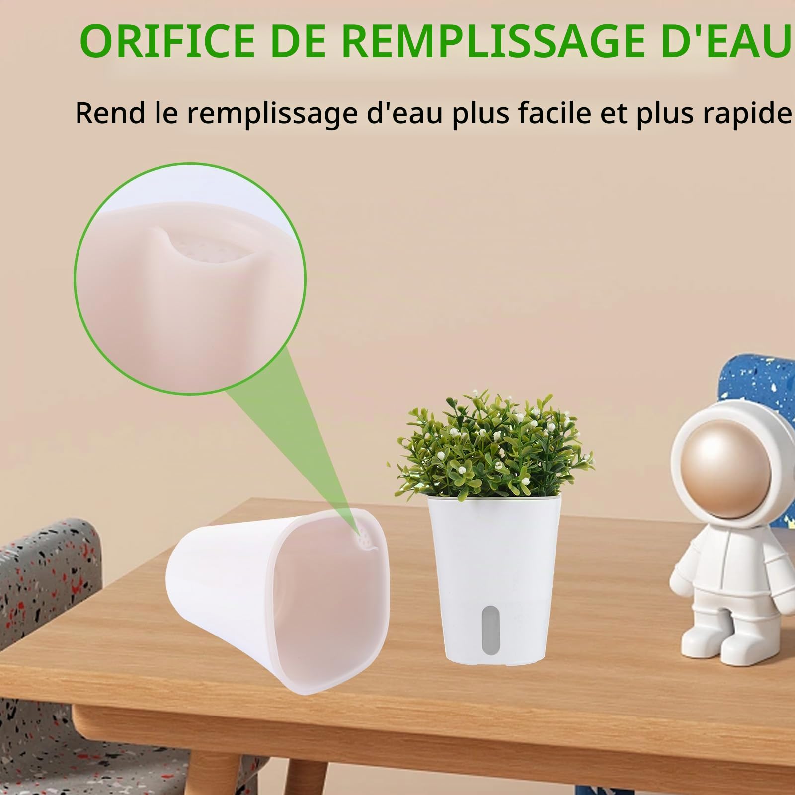 APACALI 12PCS Pots Auto-arrosage, 12,5 cm Avec Système d'Irrigation, Indicateur de Niveau d'Eau, Pour l'Intérieur et Le Balcon