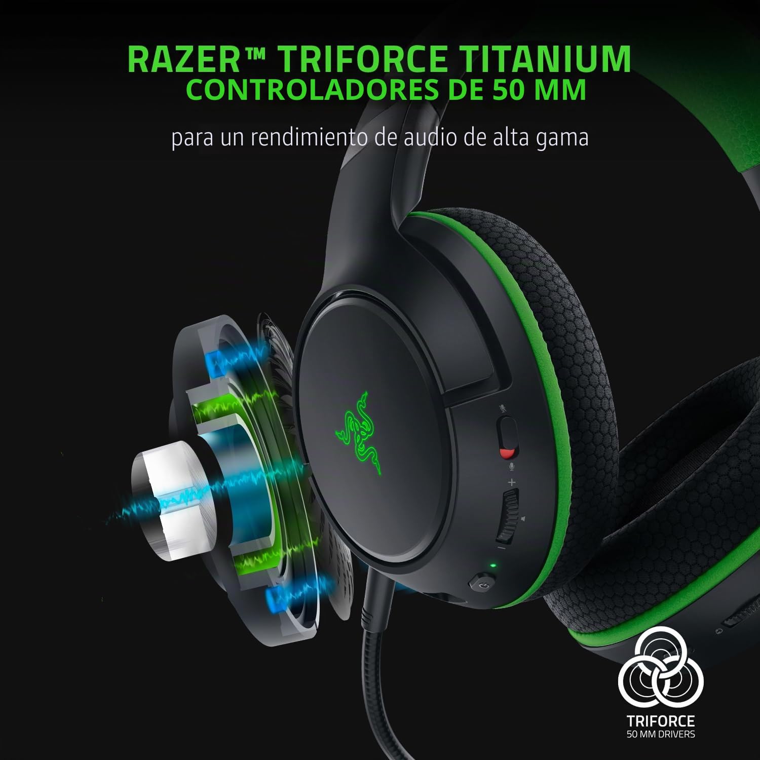 Razer Kaira Pro - Auriculares Wireless para Juegos de Móvil de Xbox y de Xbox Series X (Diafragmas de Titanio de 50 mm Triforce, Micrófono supercardioide HyperClear, Micrófono Móvil) Negro-Verde