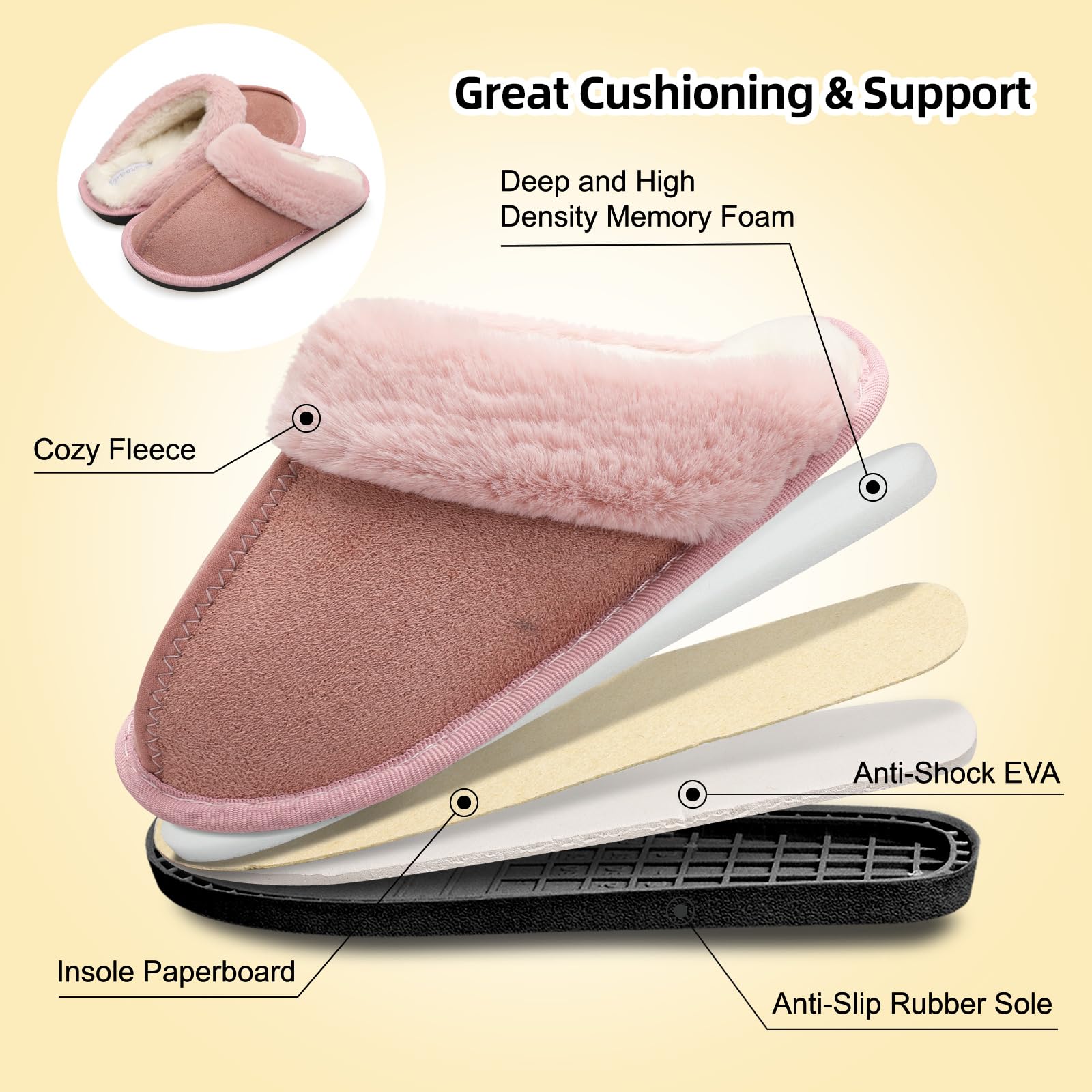 Besroad Pantuflas para niños y niñas, pantuflas de casa cálidas de espuma viscoelástica, pantuflas de felpa suave para dormitorio, para interiores y exteriores, Rosado, 2.5-3.5 Big Kid