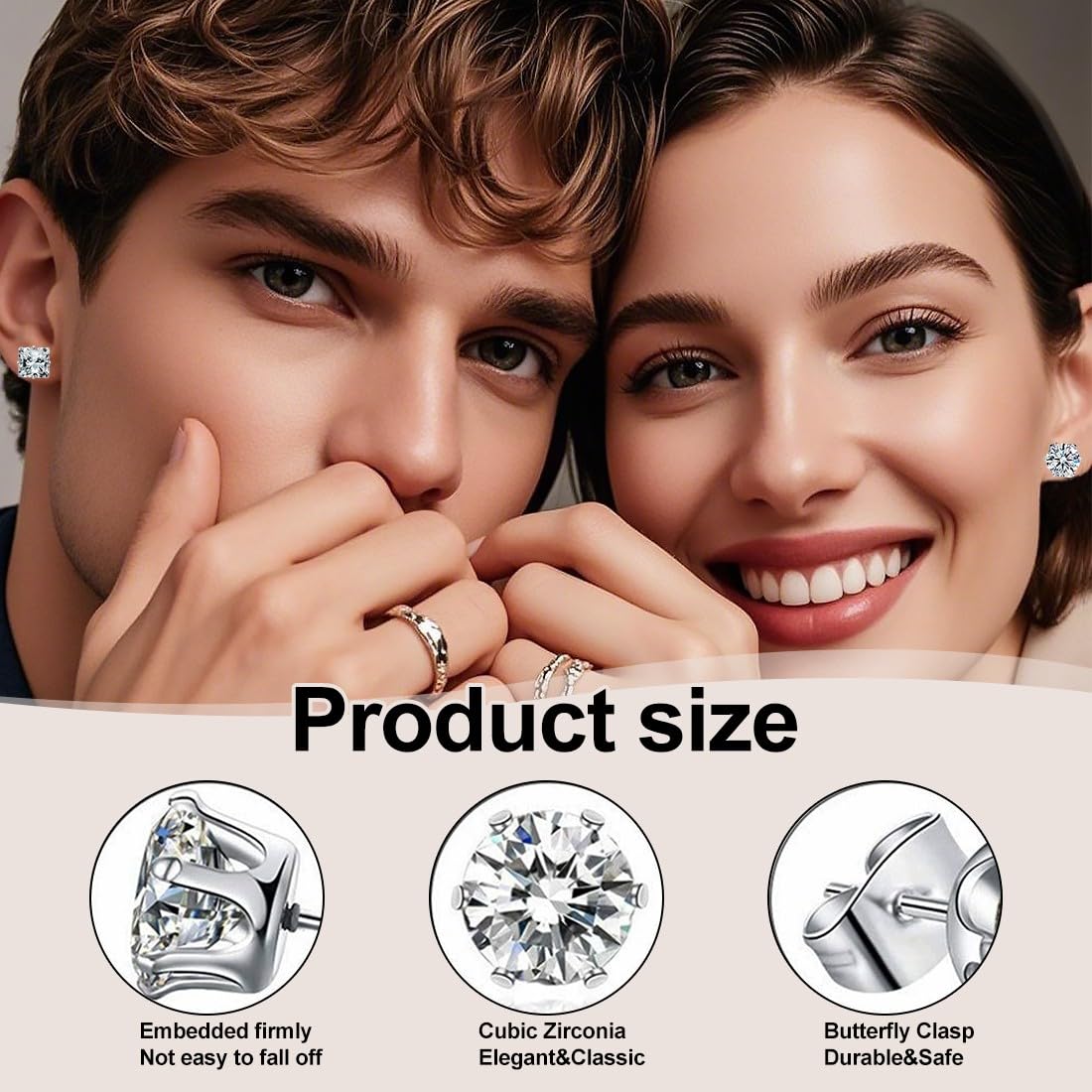 JEYORZY 12 Paia Orecchini Uomo Diamante, Orecchini Acciaio Chirurgico per Donna Uomo, Zirconi Cubici, Orecchini A Bottone Anallergico Cartilagine