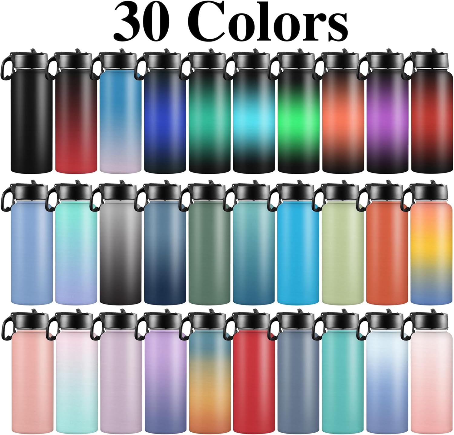 Personalized Water Bottles with Straw 18oz/32oz Double-sided Printing Stainless Steel Insulated Water Bottle with Photo Customized Christmas Gifts for Dad Mom Grandma Grandpa - Image 2