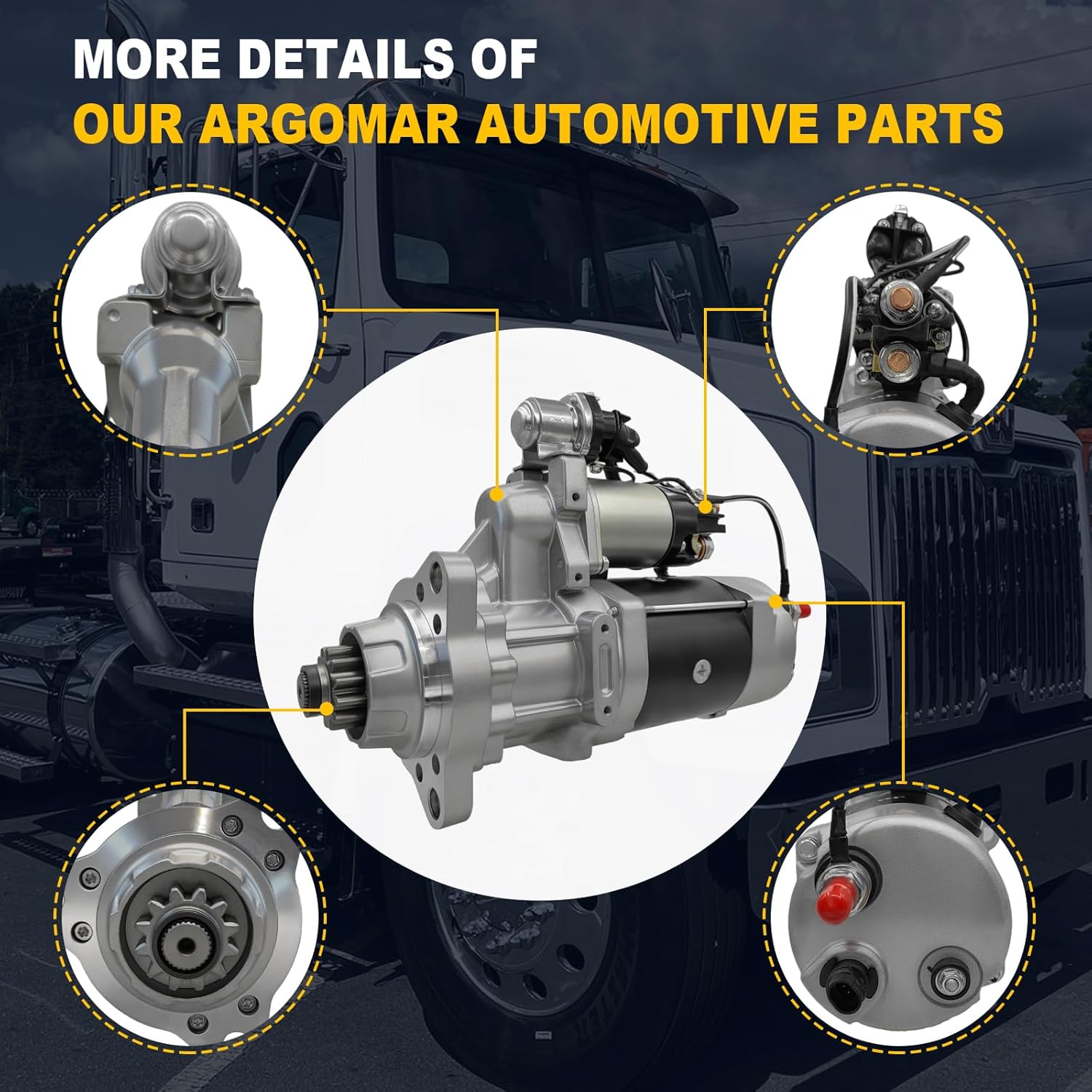 8200433 Starter Motor 6907N Replacement Starter for Cummins ISC/ISL and MaxxForce Engines | Compatible with Freightliner, International, Kenworth, Blue Bird, Peterbilt, Volvo, More