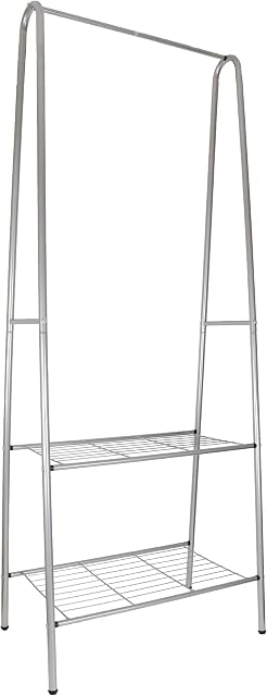The Hanger Store Grey Metal Coat Stand with 2 Tier Shoe Rack 160cm