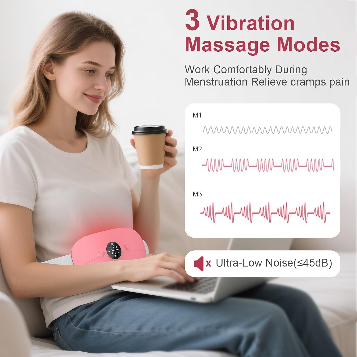 HZD Portable Heating Pad with three vibration massage modes