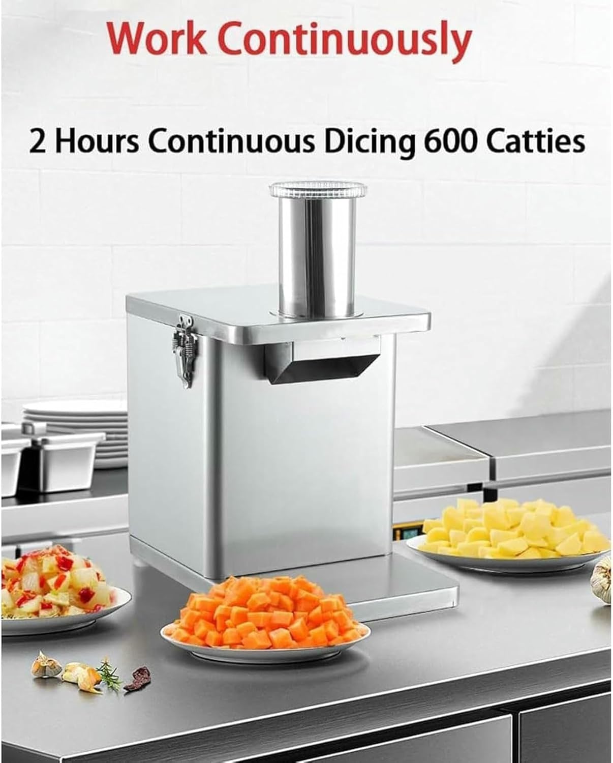 Electric Vegetable Cutter 3 & 1, Commercial Food Cutter & Cutter, Automatic Potato Carrot Cube Cutting Machine, Potato Cutter