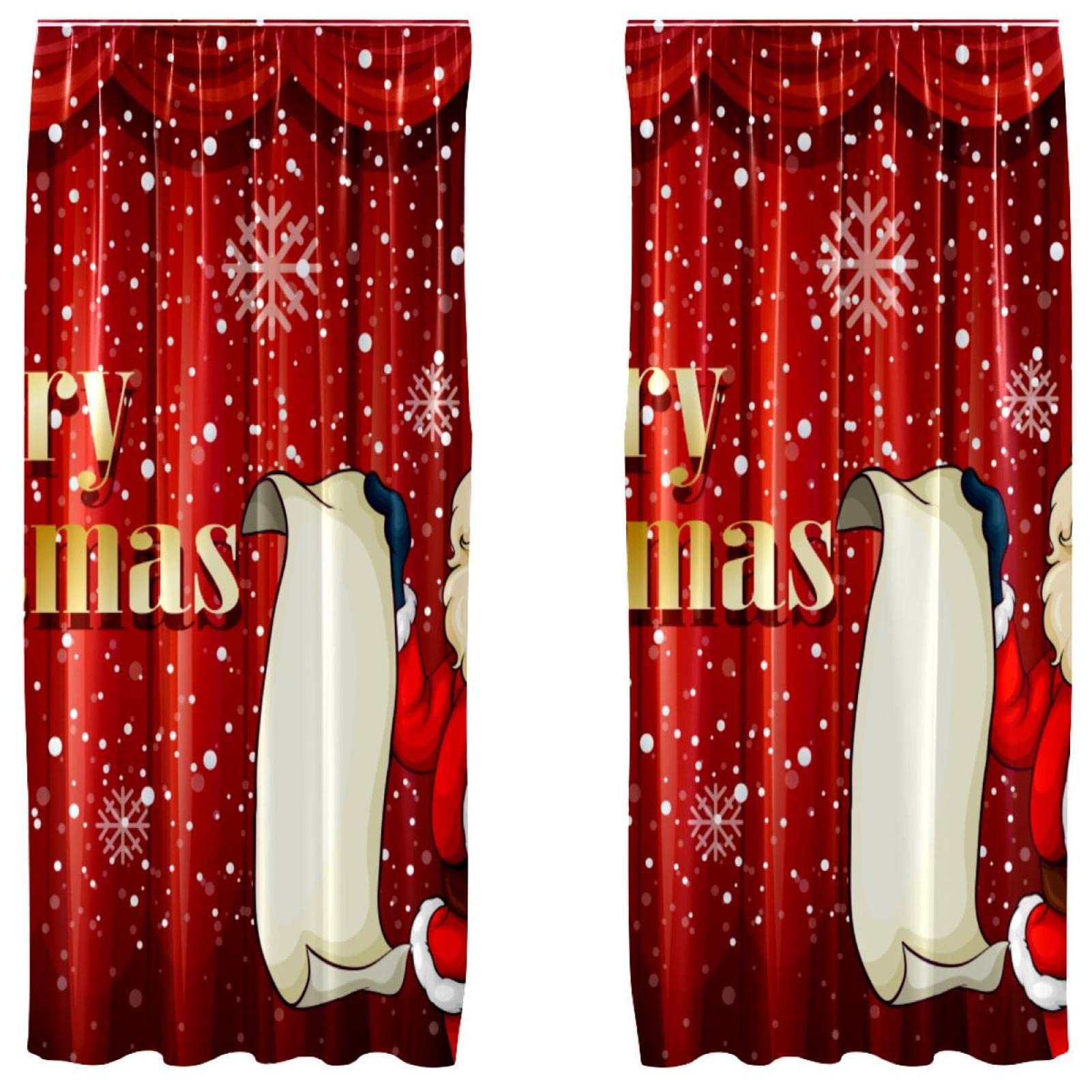 Rideaux salon Père Noël rouge rideau de chambre 139.7x213.4 cm lot de 2