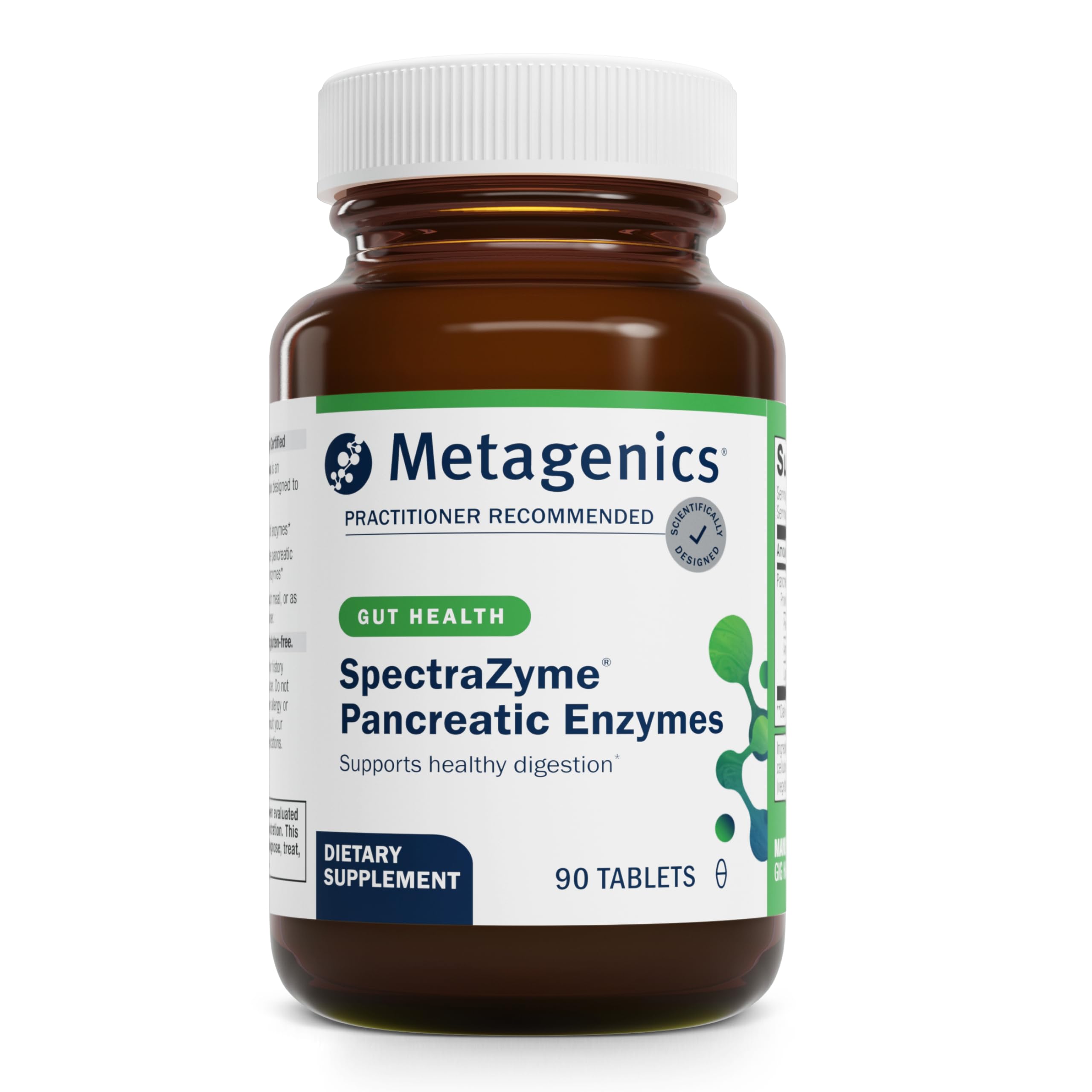 Metagenics SpectraZyme Pancreatic Enzymes - Digestive Enzyme Complex for Protein, Fat & Carb Breakdown - Supports Digestion, Gas Relief & Gut Health* - Non-GMO, Gluten-Free - 90 Tablets