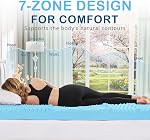 YUGYVOB Matelas Topper Queen, Mousse Reine Matelas, Gel de refroidissement Infusé Lit Topper, 7 Mousse de caisse d'oeufs de zone, certifiée CertiPUR-US, 2 1 cm