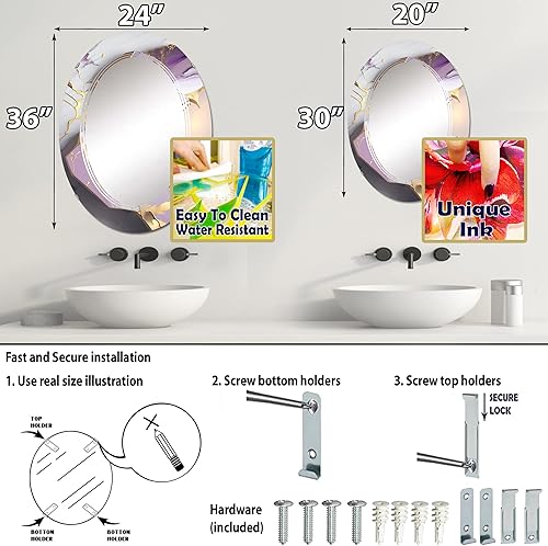Miniatura 9 de Abstract Geode Pink I - Espejo de tocador, espejos de baño, espejos de pared para sala de estar, dormitorio, espejo redondo, grande, 24 x 24 pies,