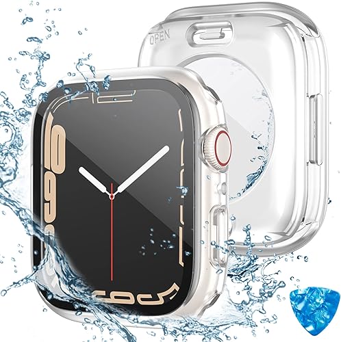 Vista 108 de Tensea - Funda protectora de pantalla impermeable para Apple Watch (2 en 1) para Apple Watch Serie SE 7, 5, 4, accesorios de 45 mm, iWatch protector