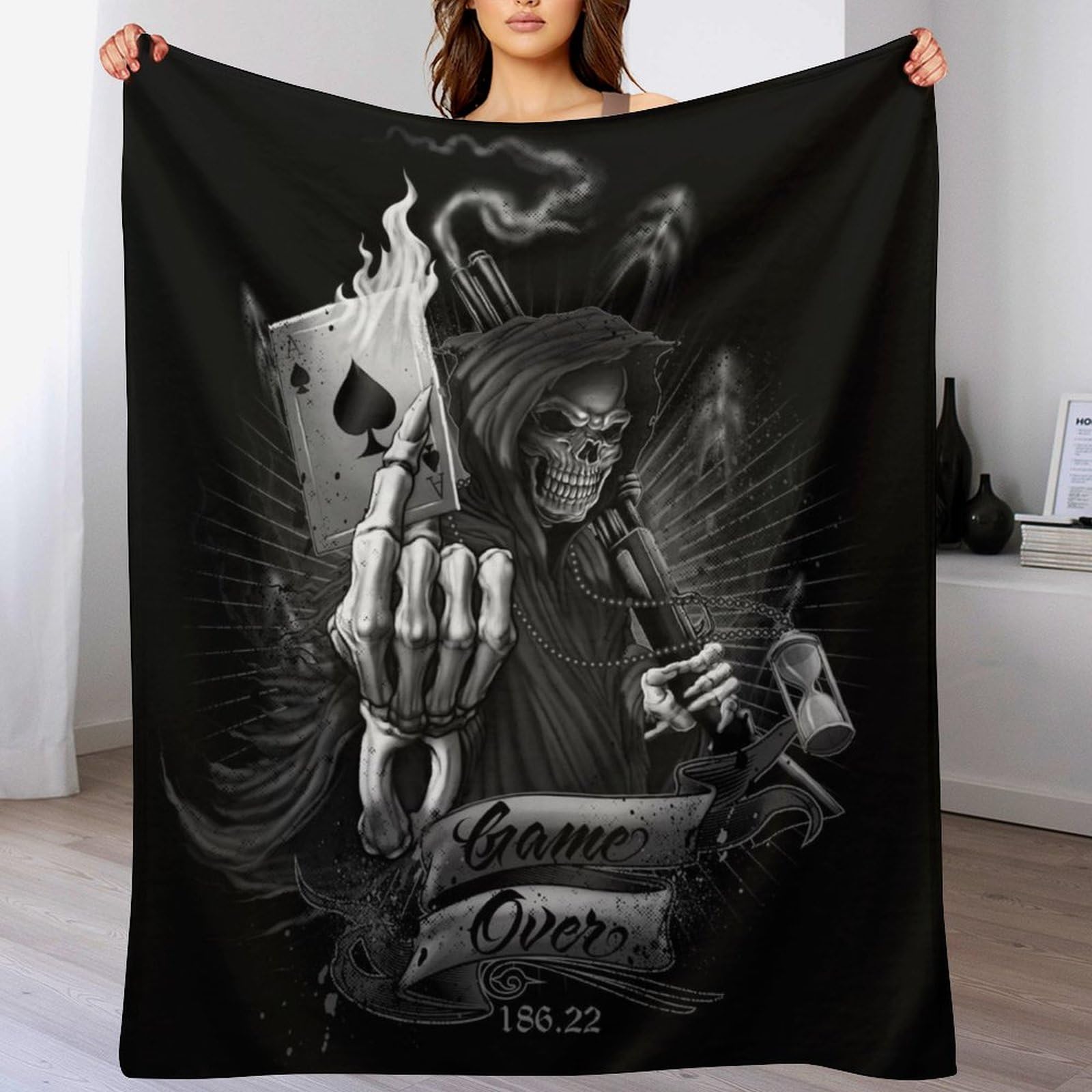 Couverture chaude crâne contre le froid hivernal plaid flanelle doux 150x200cm