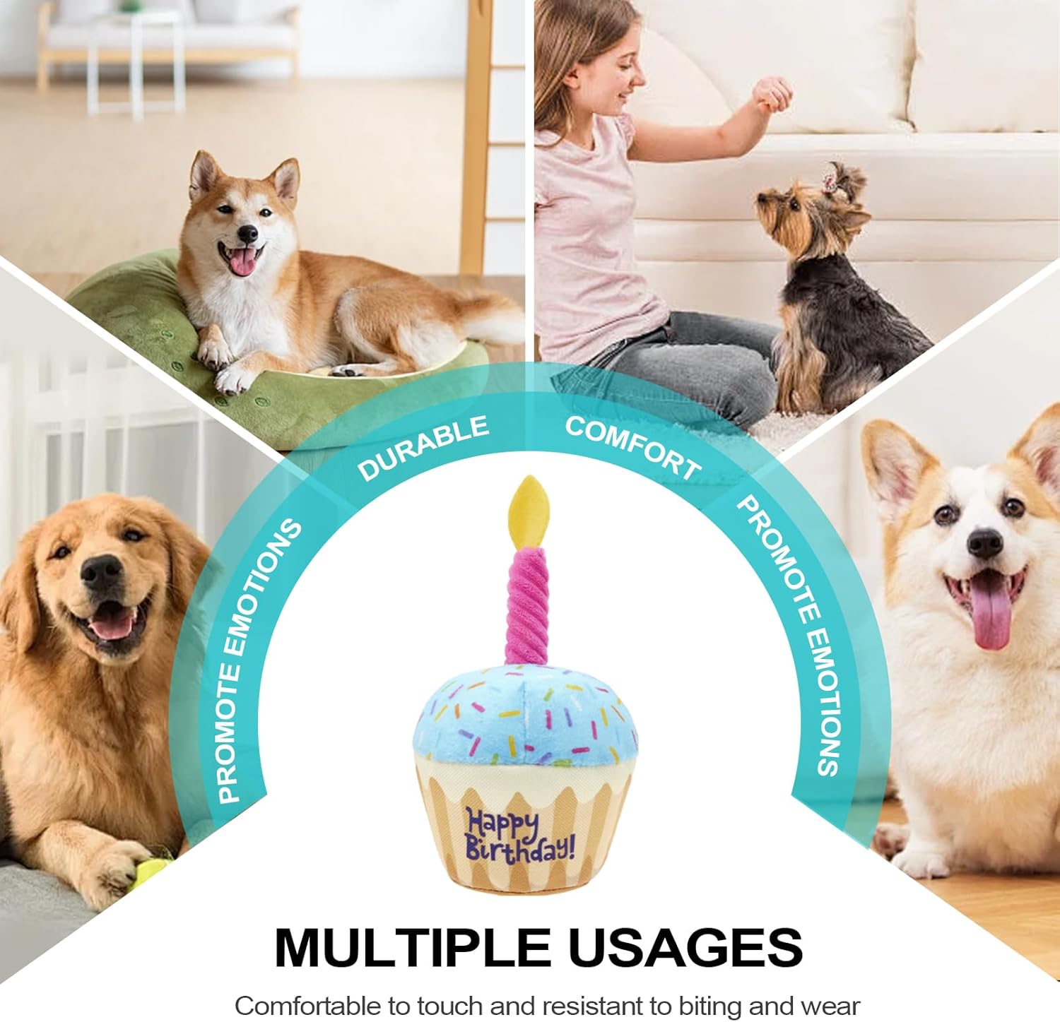 Dog Birthday Cake - Dog Birthday Decorations - Soft, Chew Resistant, Pet Photo Props for Large Medium Breed Celebrations 5